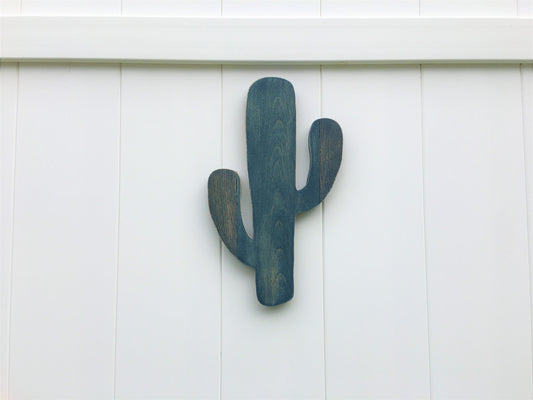 Pallet Cactus Cut-out Wall hanging - worn navy