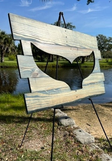 Pallet Wood Whale Tail Relief in Navy: 24"H x 37-7/8"W