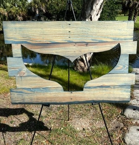 Pallet Wood Whale Tail Relief in Navy: 24"H x 37-7/8"W