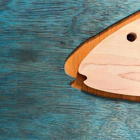 Framed Pallet Wood RedFish Art with Pallet Wood Fish Skeleton: 18-1/16"H x 34-1/2"W