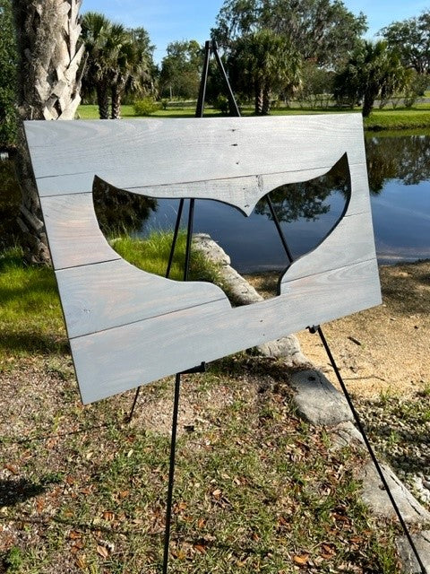Pallet Wood Whale Tail Relief in Gray: 21-7/8"H x 35-1/2"W