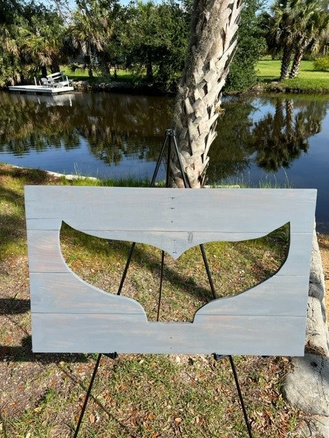 Pallet Wood Whale Tail Relief in Gray: 21-7/8"H x 35-1/2"W