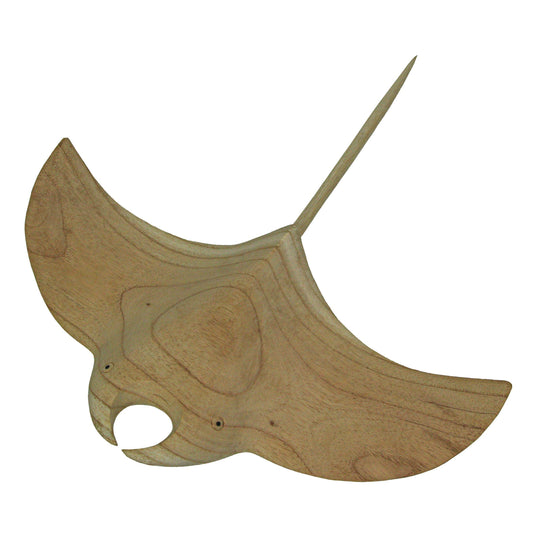 Hand Carved Wood Stingray Wall Hanging Sculpture - 18.25 inch